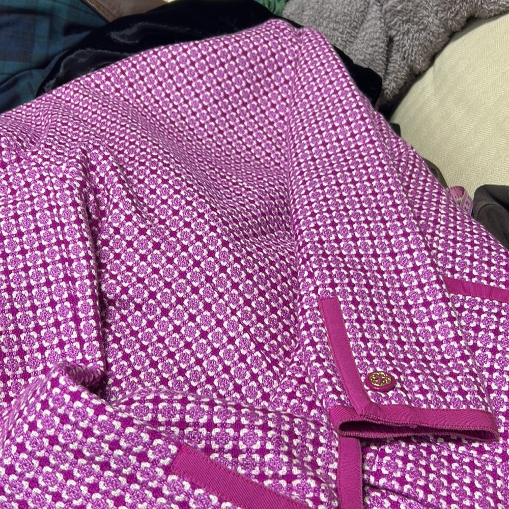 Victor Costa Vintage skirt suit pink white tweed size 8 medium - Picture 13 of 14